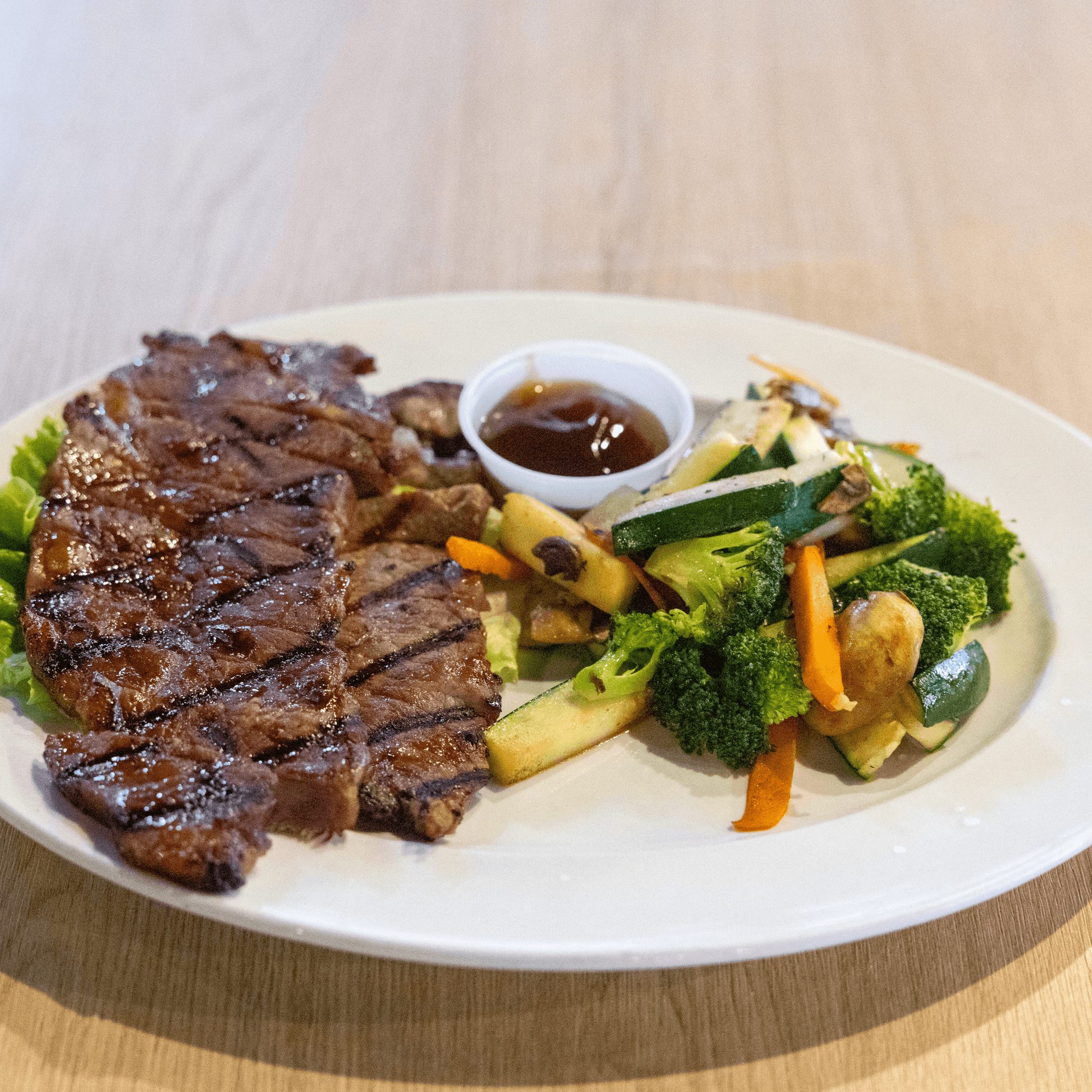 Grilled NY Strip Steak Teriyaki.
